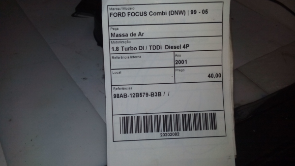 Massa de Ar FORD FOCUS Combi (DNW) | 99 - 05 (20202082).